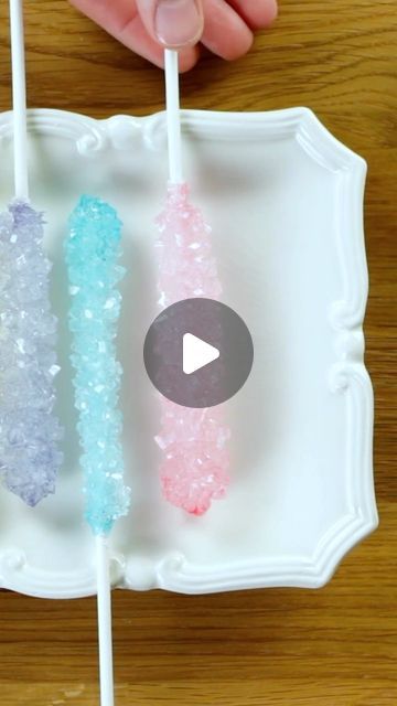 How To Make Rock Candy Sticks, Diy Crystal Candy, Candy Rocks, Make Rock Candy, How To Make Rocks, Rock Candy Sticks, Sugar Sticks, Homemade Candy, Candy Pop