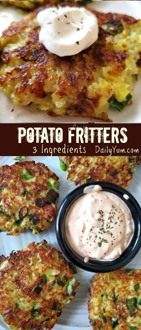 Sides Potatoes, Apple Fritter Recipe, Potato Fritters Recipe, Daily Yum, Meat Sandwiches, Loose Meat, Homemade Chipotle, Veggie Casserole, Potato Fritters