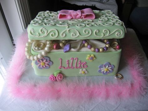 Jewelry Box Cake ~ love love love! Mothers Day Cake Ideas, Rice Cereal Treats, Gift Box Cakes, Kids Jewelry Box, Cereal Treats, Mothers Day Cake, Kids Party Food, Rice Cereal, Childrens Birthday Cakes