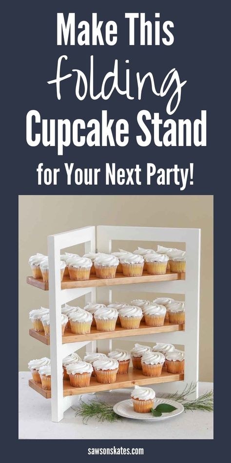 Tiered Cupcake Stand Diy Rustic Wood, Dessert Stands Diy, Diy Tiered Table Display, Cupcake Booth Ideas, Diy 3 Tier Cupcake Stand, Treat Stand Diy, Cupcake Bar Ideas, Unique Cupcake Display Ideas, Wedding Cupcakes Stand