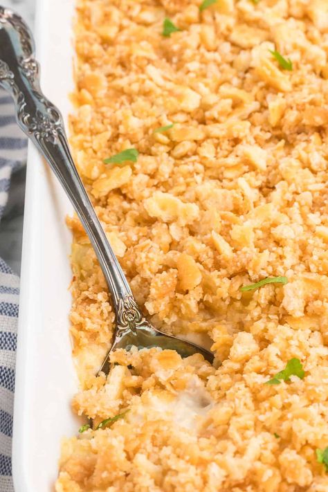 You'll love my Ritz Cracker Chicken Casserole recipe! It's creamy and tangy with a crunchy cracker topping. Great family dinner any week night. https://www.lanascooking.com/ritz-cracker-chicken-casserole/ Crunchy Chicken Casserole Recipe, Chicken And Rice With Ritz Crackers, Creamy Chicken Crunch Casserole, Chicken Rice Ritz Cracker Casserole, Chicken And Ritz Cracker Recipe, Chicken And Ritz Cracker Casserole, Chicken Casserole Ritz Crackers, Casseroles You Can Freeze, Chicken And Rice Casserole Recipes Ritz