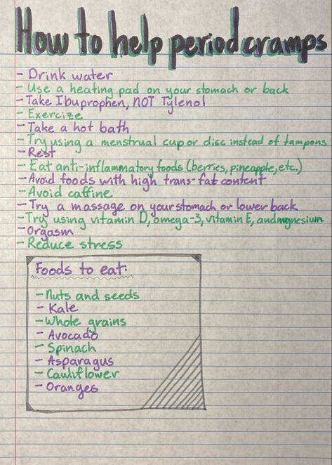 Things to help menstrual cramps muscle cramps foods to help cramps ways to reduce cramps how to fix menstrual cramps how to help period pain how to get rid of cramps girl advice What To Do Period Cramps, Food To Help Period Cramps, Ease Cramps Period Pains, Food That Helps With Cramps, Teas That Help With Cramps, What To Do To Help Period Cramps, Remedies For Menstrual Cramps Home, How To Sit When You Have Period Cramps, Foods That Help Period Cramps