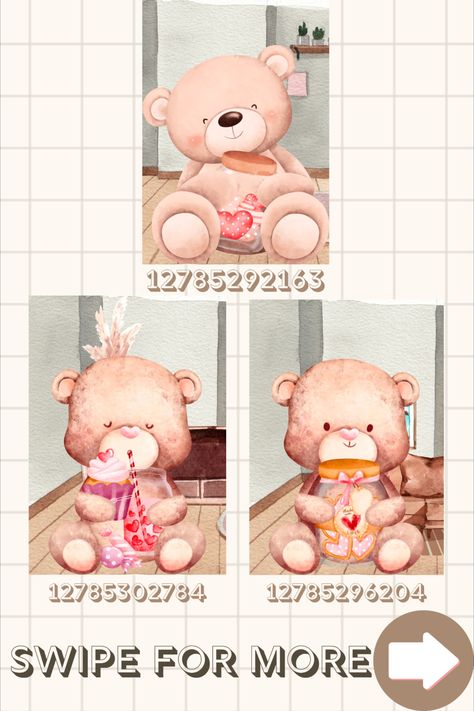 Hello everyone! I'm glad to finally be back on both pinterest and roblox (: I missed making decals and building so much. I decided to create a different version of Bear Bakery. This time, it is a more "fancy" version. But of course you can combine the old bear bakery and the current one(: enjoy these new decals for your next bakery or cafe build! #roblox #bloxburg #bloxburgdecals #robloxdecals #bloxburgcafe #bloxburgbakery Bear Bakery Bloxburg, Bakery Sign Bloxburg Codes, Bloxburg Bear Decal Codes, Coquette Cafe Bloxburg, Bloxburg Bakery Layout, Bakery Decals Bloxburg, Bloxburg Bakery Decals, Bakery Bloxburg, Bloxburg Bakery