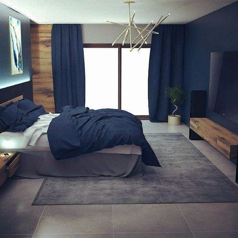 Top 50 Best Navy Blue Bedroom Design Ideas - Calming Wall Colors Navy Blue Bedroom Decor, Navy Blue Bedroom, Dark Blue Bedrooms, Blue Bedroom Walls, Navy Blue Bedrooms, Blue Bedroom Design, Blue Bedroom Decor, Bedroom Wall Designs, Bedroom Wall Colors