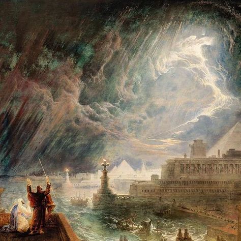 Art History Gallery on Instagram: "John Martin (1789-1854): Seventh Plague of Egypt, 1823, Oil on canvas, 144.1 x 214 cm, Museum of Fine Arts, Boston . . In the Bible, Moses calls down ten plagues before the pharaoh is persuaded to free the enslaved Israelites. This work, one of Martin's grandest paintings, depicts the seventh: "And Moses stretched forward his rod toward heaven, and the Lord sent thunder and hail, and fire rained down onto the earth." Moses and his brother Aaron are at the left Plagues Of Egypt, 10 Plagues, Ten Plagues, Amenhotep Iii, Prince Of Egypt, John Tenniel, John Martin, Ancient Origins, Newcastle Upon Tyne