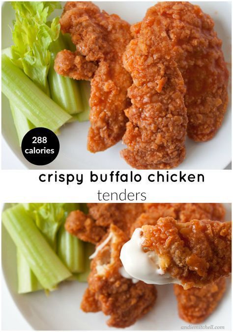 Crispy Buffalo Chicken Tenders Recipe! Everyone's favorite! Here's the secret to making super crispy buffalo chicken fingers that taste like your favorite restaurant - for half the calories! 288 calories per serving Crispy Buffalo Chicken Tenders, Buffalo Chicken Fingers, Buffalo Chicken Tenders, Chicken Tenders Recipe, Chicken Tender Recipes, Favorite Appetizers, Idee Pasto Sano, Eat Smarter, Chicken Tenders