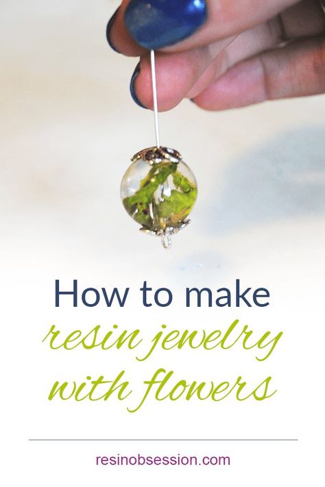 Learn how to make resin jewelry with flowers, plants and petals from a bouquet or your yard. Step-by-step pictures and supply list included. . . . #resin #resinandflowers #resinjewelry #resinobsession How To Make Resin Beads With Dried Flowers, Resin Bead Jewelry, How To Make Resin Beads, How To Make Resin Jewelry Tutorials, Resin Flower Earrings Diy, Dried Flower Resin Jewelry, How To Resin Flowers, Uv Resin Jewelry Tutorials, Flowers In Resin Diy