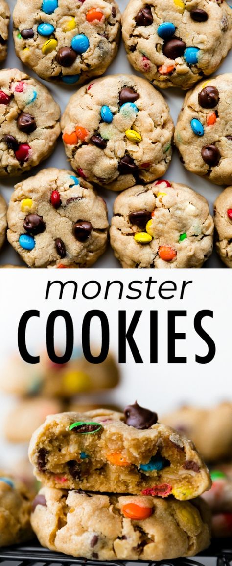 Monster Cookie Recipe, Thick Cookies, Salted Caramel Pretzels, Monster Cookies Recipe, Chocolate Chip Shortbread Cookies, Cookie Dough Recipe, Monster Cookie, Toffee Cookies, Sally's Baking