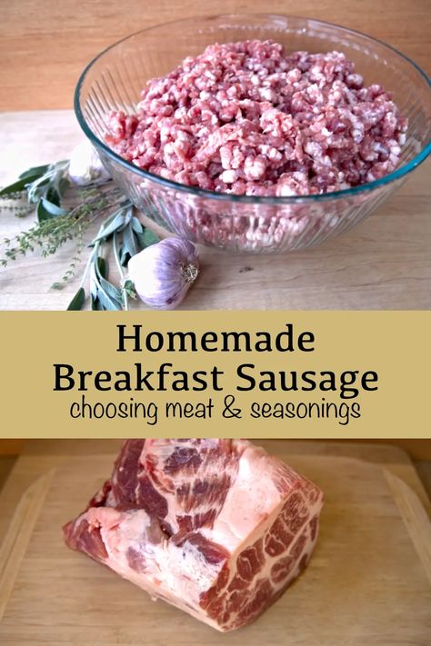 Homemade Breakfast Sausage Recipe - Golden Thyme Homestead Diy Pork Sausage Recipes, Homemade Ground Sausage, How To Make Sausage From Ground Pork, Fresh Pork Sausage Recipes, Blueberry Sausage Recipe, Pork Sausage Recipes Breakfast, Meat Grinder Recipes, Pork Breakfast Sausage Recipes, Blueberry Sausage