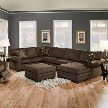 FREE SHIPPING! Shop Wayfair for Simmons Upholstery Deluxe Sectional - Great Deals on all Furniture products with the best selection to choose from! Brown Sectional Living Room, Brown Sectional Sofa, Dark Brown Couch Living Room, Laundry Remodel, Grey And Brown Living Room, Brown Furniture Living Room, Brown Sofa Living Room, Brown Living Room Decor, Brown Couch Living Room