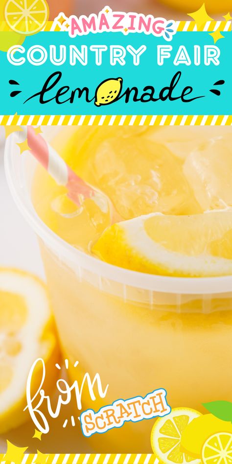 Incredible Country Fair Lemonade Recipe To Make This Summer Flavor Lemonade Recipe, Carnival Lemonade Recipe, Gallon Lemonade Recipe, Fair Lemonade Recipe, Lemonade Truck, Fair Lemonade, Lemonade Stand Ideas, Lemon Shake Up, Fruity Drink Recipes