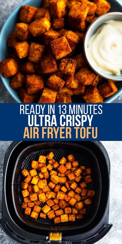 Air Fryer Tofu, Tofu Recipes Healthy, Airfryer Recept, Pudding Chia, Tofu Recipes Vegan, Air Fryer Dinner Recipes, Air Fryer Recipes Easy, Air Fryer Recipes Healthy, Tofu Recipes