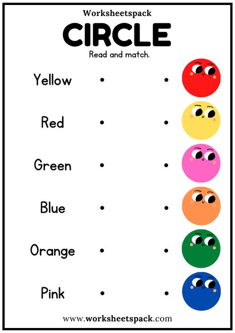 Free Color Words Matching Worksheets with Circles PDF for Kindergarten - Printable and Online Worksheets Pack Color Word Matching Free Printable, English Lessons For Kindergarten, Identifying Colors Worksheet, Matching Type For Kindergarten, Color Matching Worksheets For Preschool, Colors For Preschool Free Printable, Color Matching Worksheet, Color Words Worksheet, Colours For Kids Worksheet