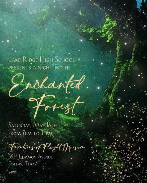 Enchanted Forest Poster Design, Prom Theme Enchanted Forest, Fairytale Prom Theme, Enchanted Forest Prom Theme, Prom Ideas Theme, Wedding Forest Theme, Enchanted Prom, Formal Themes, Semi Ideas