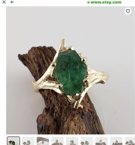 Green Wedding Rings, Emerald Gold Ring, Rough Diamond Engagement Ring, Twig Wedding Band, Gold Twigs, Gold Ring Unique, Twig Engagement Ring, Gemstone Engagement Ring, Natural Emerald Rings