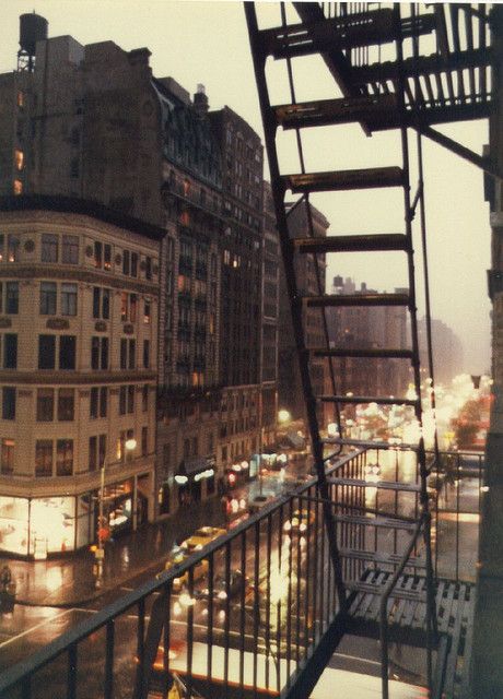 Early evening rain on West 72nd Street | Bill Frazzetto on Flickr, May 2005 Apartments New York, New York Vintage, City At Night, Fire Escape, Nyc Life, New York Aesthetic, New York Life, City Apartment, City Street