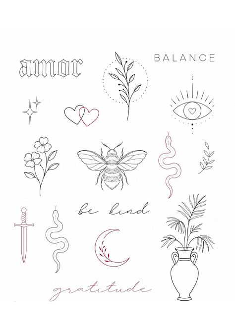 Meaningful Flash Tattoos, Sternum Flash Tattoo, Sims Inspired Tattoo, Hip Tattoos Women Stencil, Miniature Tattoos For Women, Dainty Flash Tattoo, Tattoo Flash Feminina, Gen Z Tattoo Ideas, Small Vertical Tattoo