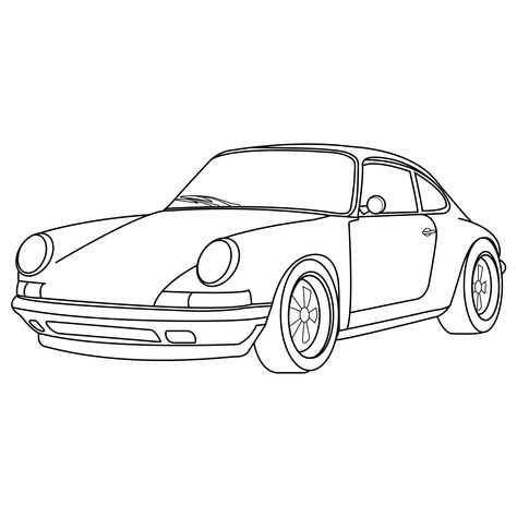 Car Drawing Pencil, Beetle Car, Stance Cars, Cars Coloring Pages, Kids Coloring Book, Porsche 944, Rug Ideas, Tattoo Style Drawings, Truck Art