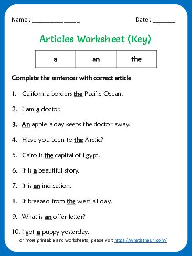 Articles (a, an and the) Worksheet for grade 3 -Exercise 5 - Your Home Teacher Articles Worksheet Class 3, A An The Worksheet, A An Worksheet, Indefinite Pronouns, Articles Activities, Articles Worksheet, English Grammar Pdf, Third Grade Worksheets, Free English Worksheets