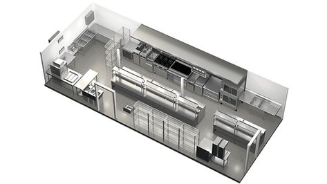 Shipping container kitchen specialist in the USA - ContekPro Small Commercial Kitchen Layout, Small Restaurant Kitchen, Restaurant Kitchen Layout, Commercial Kitchen Layout, Small Commercial Kitchen, Restaurant Kitchen Design, Commercial Kitchen Design, Kitchen Floor Plan, Container Restaurant