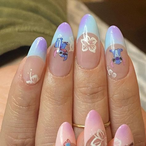 Have an Adventure with Stitch Nails and Charm the Galaxy – DTK Nail Supply Stitch Nail Art Simple, Cute Stitch Nail Designs, Disney Stitch Nail Designs, Stitch Nail Designs For Kids, Nail Ideas Stitch, Nails Acrylic Stitch, Stitch Gel Nails, Universal Nail Ideas, Cute Stitch Nails