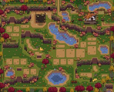 No debris (fall) Stardew Valley Mods, Stardew Mods, Stardew Valley Farm, Stardew Farms, Stardew Valley Tips, Stardew Valley Layout, Stardew Valley Farms, Farm Layout, Best Mods