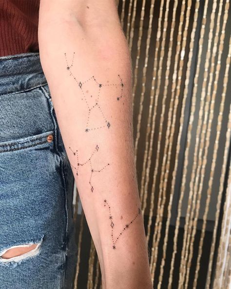 Orion Star Constellation Tattoo, Unique Constellation Tattoo, Constalation Sleeve Tattoo, Mountain And Constellation Tattoo, Constellation Tattoo Freckles, Constilations Tattoo, Constellation Hip Tattoo, Andromeda Constellation Tattoo, Constellation Tramp Stamp