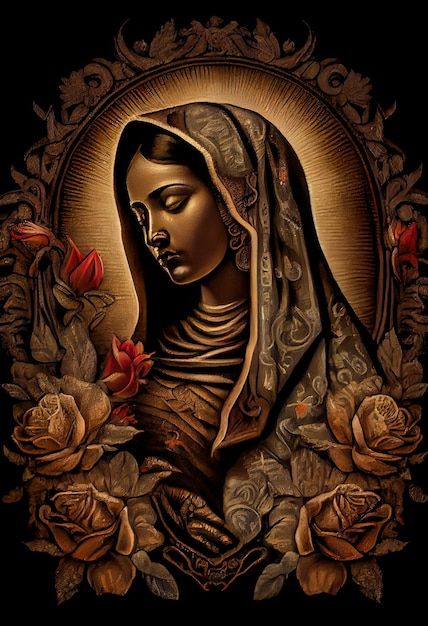 Tattoo Ideas Behind Ear, Faith Illustration, Virgen De Guadalupe Tattoo Ideas, Mother Mary Wallpaper, Virgin Mary Picture, Guadalupe Wallpaper, Guadalupe Tattoo, Mother Mary Tattoos, Angel Sculpture Art