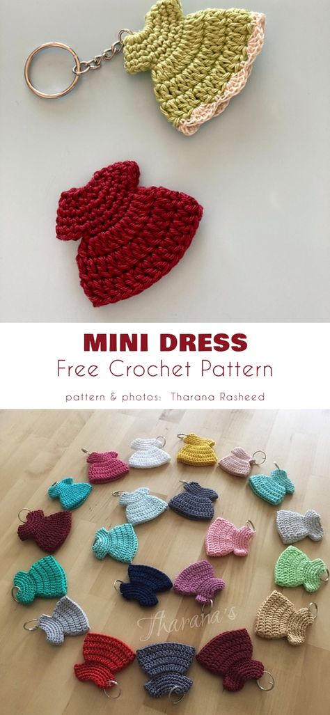 Mini Dress Keychain Free Crochet Patterns Your Crochet Crochet Keyring Free Pattern, Gifts Crochet, Crocheting Patterns, Beginners Crochet, Crochet Keychain Pattern, Pola Amigurumi, Gift Crochet, Crochet Gift, Beginner Crochet Projects