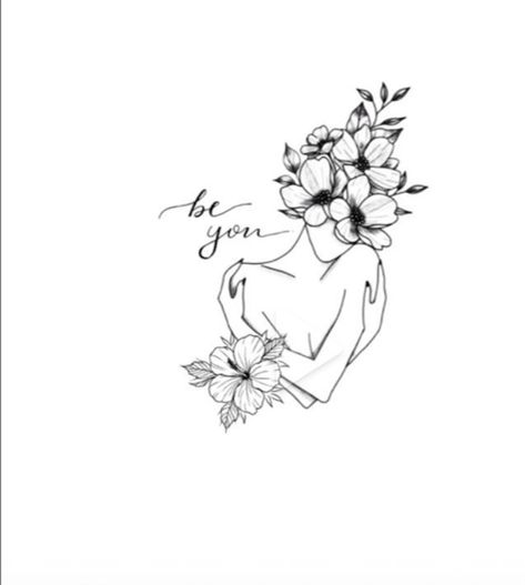 Woman Growth Tattoo, Women Growth Tattoo, Still Growing Tattoos For Women, Self Love Flower Tattoo, Head With Flowers Tattoo, Flower Growth Tattoo, Self Love Minimalist Tattoo, Floral Head Tattoo, Face With Flowers Tattoo