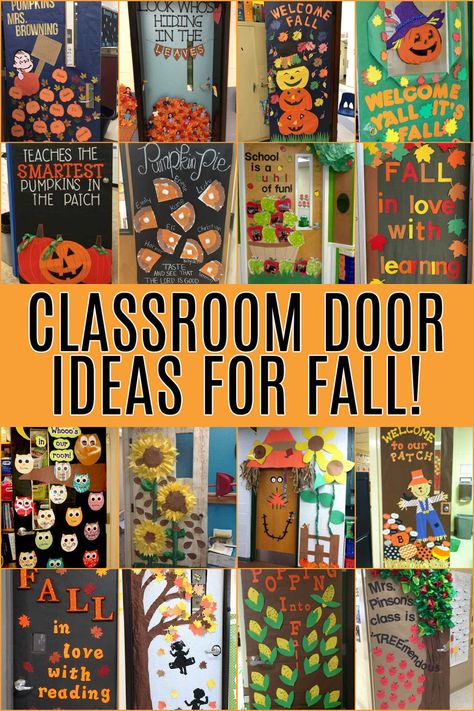 Looking for some creative inspiration for your fall classroom door ideas? Give one of these fun and simple fall themes a try. Fall Inspired Classroom Door, Candy Corn Door Decorations Classroom, Class Fall Decorations, Class Door Fall Decor, Creative Fall Door Decorations, Window Decoration Ideas For School Fall, Classroom Door Decorations For Fall, School Door Fall Decorations, Fall Thanksgiving Classroom Door