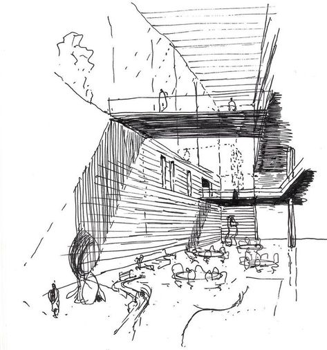 Ethan Lam Jackson Semester 2 18x24 Ink Architecture Rough Sketch, Rough Architecture Sketches, Analytical Drawing Architecture, Architecture Sketch Simple, Sketch Photo, Sketch Architecture, Rough Sketches, Conceptual Sketches, Perspective Sketch