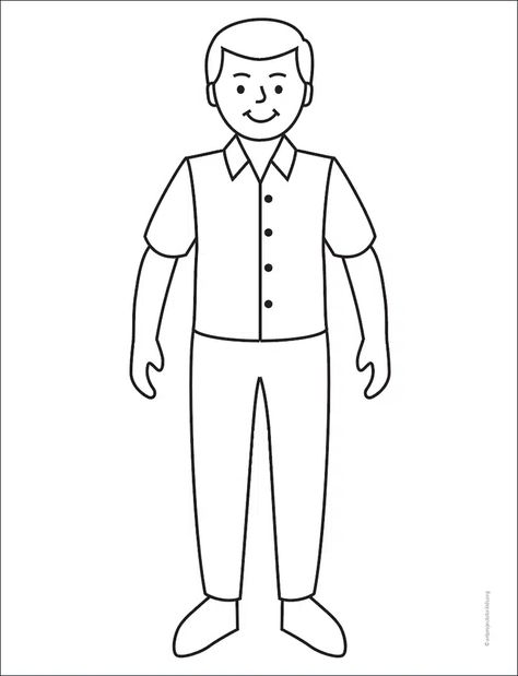 Human Drawing Easy, Easy Human Drawings, Easy Boy Drawing, Man Drawing Easy, Father Drawing, Teach Drawing, Man Coloring Pages, Learning Drawing, Bible Crafts Sunday School