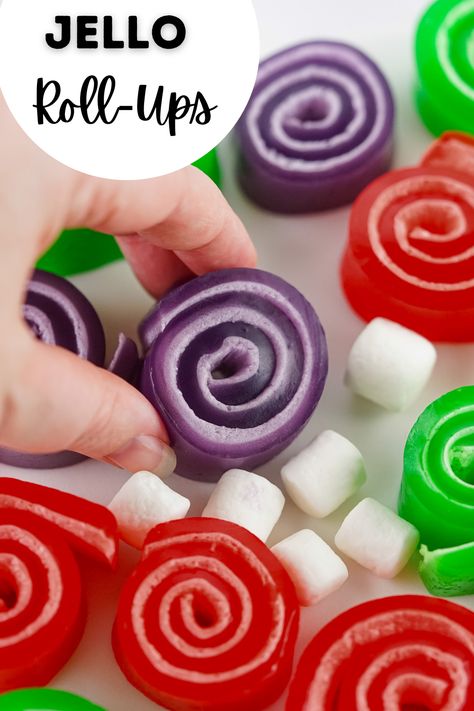 Jello Fruit Roll Ups, Jello Marshmallow Rolls, Jello Lollipop Recipe, Marshmallow Jello Pinwheels, Fun Afternoon Snacks, Jello Rollups With Marshmallows, Jello And Marshmallows Recipes, Jello And Pudding Recipes, Jello Roll Ups Marshmallows