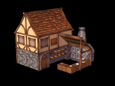 Minecraft Tavern Exterior, Medieval Bakery Minecraft, Fantasy Tavern Exterior, Minecraft Bakery Ideas, Tavern Exterior, Bakery Exterior, Medieval Bakery, Fantasy Bakery, Minecraft Bakery