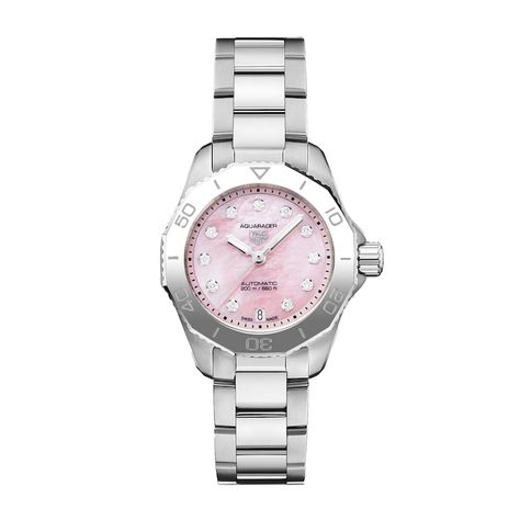 Womens Tag Heuer Watches, Tag Huer Female Watch, Tag Heuer Aquaracer Women, Aesthetic Watches For Women, Tag Watches Women, Tag Heuer Women, Tag Heuer Aquaracer, Bracelet Stacks, Tag Heuer Watch