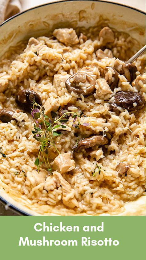 Chicken Mushroom Risotto, Chicken Risotto Recipe, Chicken And Mushroom Risotto, Vikalinka Recipes, Quick And Easy Comfort Food, Risotto Recipes Chicken, Risotto Recipes Easy, Easy Comfort Food Dinners, Chicken Risotto