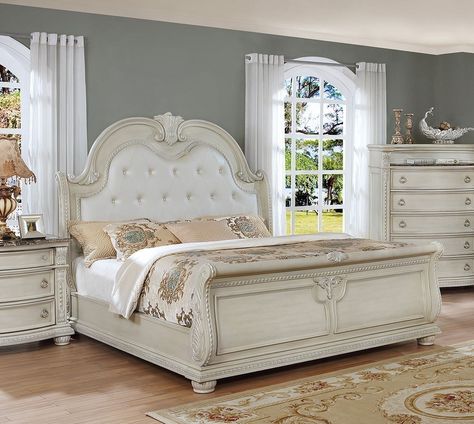 White sleigh bed