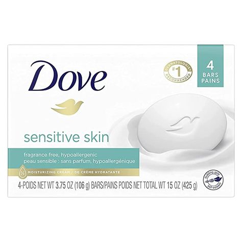 Amazon.com : (PACK OF 4 BARS) Dove Unscented Beauty Soap Bar: SENSITIVE SKIN. Hypo-Allergenic & Fragrance Free. 25% MOISTURIZING LOTION & CREAM! Great for Hands, Face & Body! (4 Bars, 3.5oz Each Bar) : Beauty & Personal Care Dove Bar Soap, Dove Bar, Dove Beauty Bar, Dove Soap, Gentle Face Cleanser, Dove Beauty, Soap For Sensitive Skin, Unscented Soap, Mild Cleanser