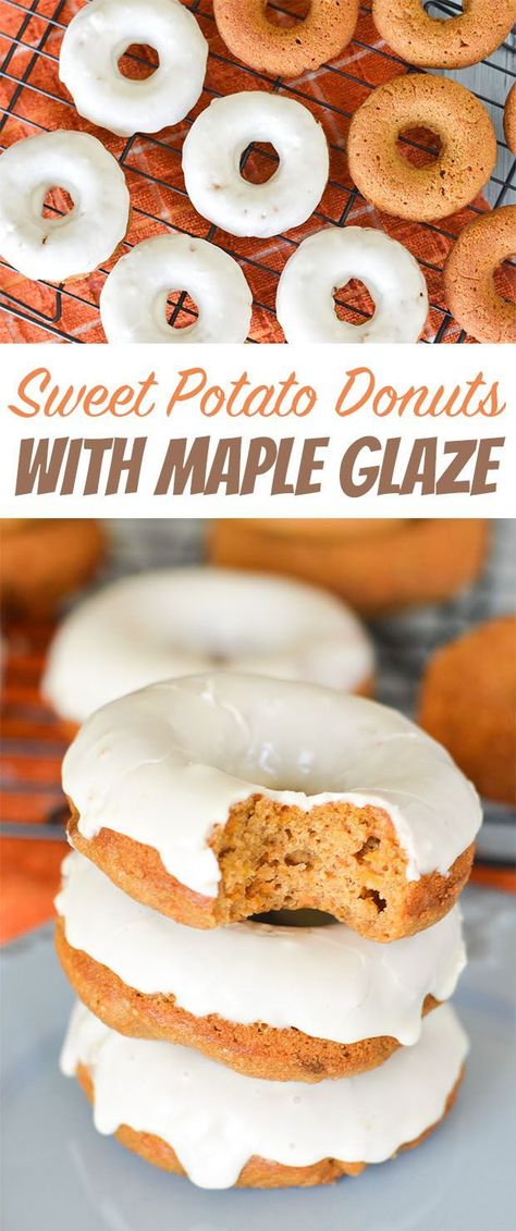 Sweet Potato Donut Recipe, Baked Doughnut, Homemade Donut, Potato Donuts, Sweet Potato Dessert, Doughnut Recipes, Homemade Donuts Recipe, Homemade Donuts, Maple Glaze