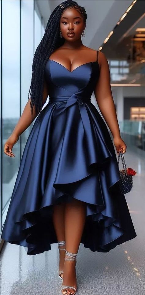 Image by Vogue Secrets Types Of Fabrics For Dresses, Bridal Guest Dresses, Dinner Wear For Ladies, Chitenge Dresses Classy, Best Wedding Guest Dresses Classy, Vogue Secrets, Dinner Gown Styles, Blue Wedding Guest Dress, Beautiful Gown Designs