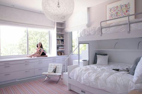 Contemporary Girls Bedroom, Modern Bunk Beds, Dream Dorm, Bunk Bed Designs, Small Bedroom Designs, Kids Bunk Beds, Family Room Design, Bed Decor, New Room