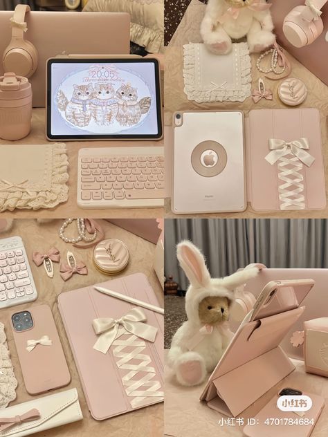 Coquette Ipad Case, Xiao Hong Shu, Ipad Inspo, Apple Ipad Accessories, Pink Pilates Princess, Soft Pink Theme, Pink Pilates, Desk Inspo, Pilates Princess