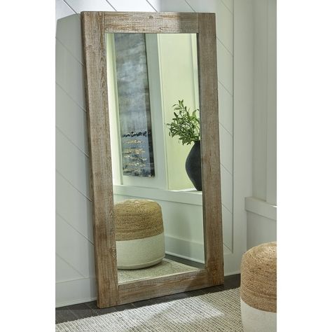 Waltleigh Floor Mirror - 36"W x 2"D x 72"H - Bed Bath & Beyond - 35890560 Floor Mirror In Living Room, Mirror In Living Room, Brown Floor, Top Of Bed, Brown Floors, Mirror Shapes, Accent Mirror, Mirrors For Sale, Wood Home Decor