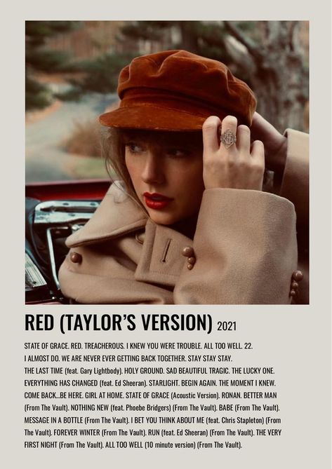 Taylor Swift Red Album, Taylor Swift Discography, Minimalist Music, Taylor Songs, Music Poster Ideas, Polaroid Poster, Taylor Swift Posters, Taylor Swift Red, Music Album Covers