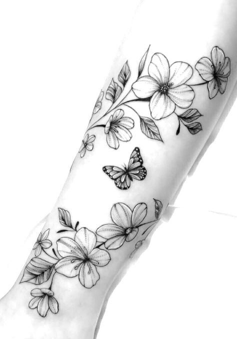 Arm Tattoo Leaves, Wrap Around Wrist Tattoos, Ring Tattoo Designs, Butterfly Wrist Tattoo, Wrist Tattoo Designs, Wrist Tattoo Ideas, Ankle Tattoos For Women, Flower Wrist Tattoos, Boho Tattoos