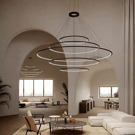 Oversized, Long, Big, Large, and Mesmerizing Modern Chandeliers For High Ceiling - The Mood Guide Modern Chandelier High Ceiling, Large Chandelier High Ceilings, Modern Chandeliers For Living Room, High Ceiling Lighting, Interior Light Fixtures, Big Chandelier, Chandelier Living Room Modern, High Ceiling Living Room, Ceiling Lamps Living Room