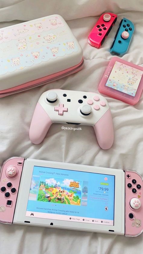 Pink Console, Teknologi Gadget, Nintendo Switch Case, Kawaii Games, Console Gaming, Video Game Room Design, Produk Apple, Accessoires Iphone, Nintendo Switch Accessories