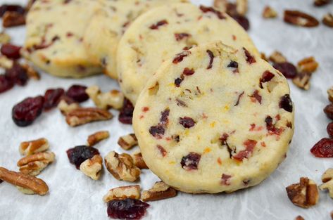 Cranberry and Pecan Shortbread Cranberry Orange Shortbread Cookies, Pecan Shortbread Cookies, Pecan Shortbread, Almond Shortbread, Shortbread Cookies Christmas, Almond Shortbread Cookies, Cranberry Almond, Buttery Shortbread Cookies, Shortbread Cookie Recipe