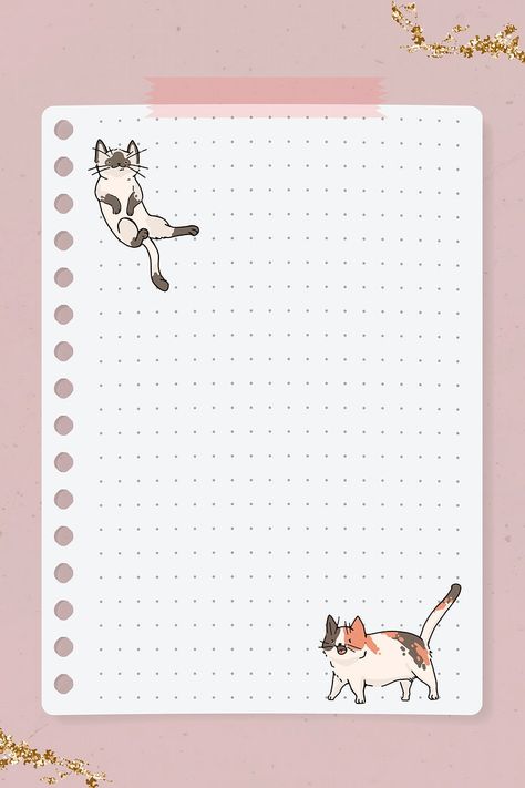 Cat lover pattern dotted note paper template vector | premium image by rawpixel.com / Adjima Note Paper Template, Goodnotes Cover, Note Writing Paper, Cat Frame, Memo Paper, Cat Doodle, Cute Food Drawings, Cats Iphone, Purple Wallpaper Iphone